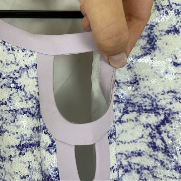 Diane Von Furstenberg Sequin Party Tie Dye Purple Tank Top Work Blouse Sz 4 - Picture 10 of 10